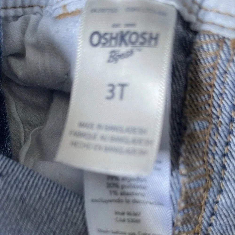 OshKosh B'gosh Overalls Toddler 3T Blue Polka Dot Stretch Denim EUC